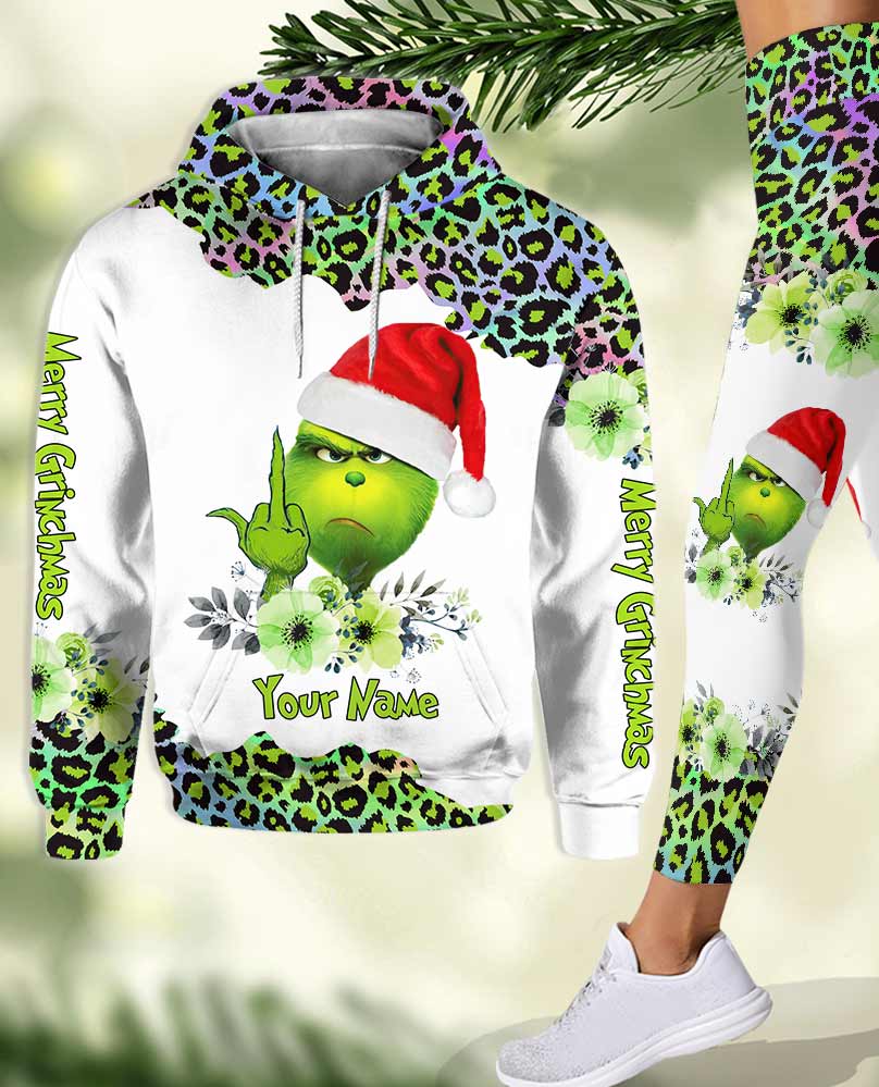 Personalized Grinch Hoodie & Leggings Set Custom Name Gift for Christmas Hoodie & Leggings GradoCreations