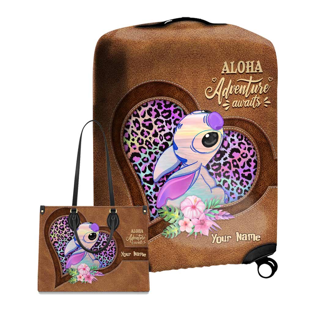 Personalized Aloha Leather Handbag & Luggage Cover Gift for Women Leather Handbag & Luggage Cover GradoCreations