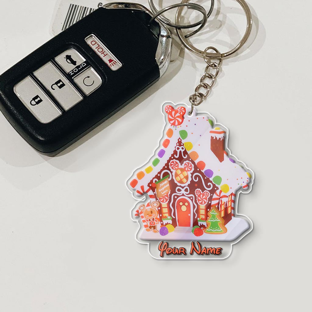 Personalized Gingerbread House Keychain Custom Name Gift Keychain GradoCreations