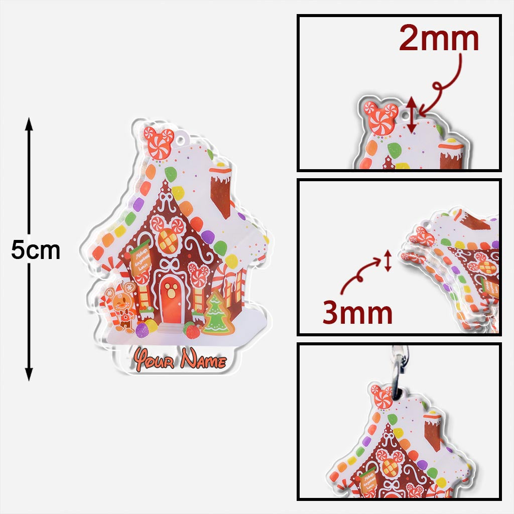 Personalized Gingerbread House Keychain Custom Name Gift Keychain GradoCreations