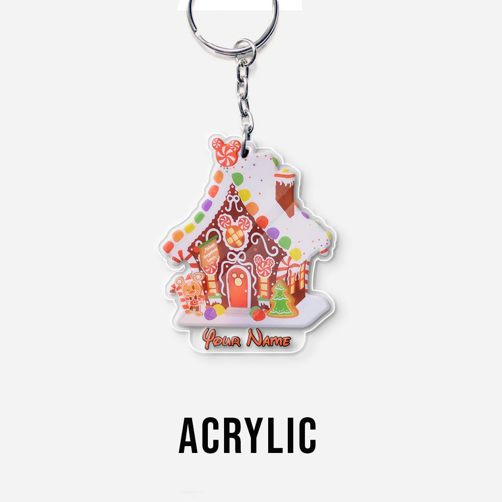 Personalized Gingerbread House Keychain Custom Name Gift Keychain GradoCreations