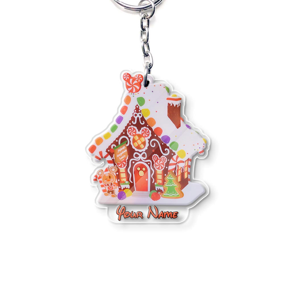 Personalized Gingerbread House Keychain Custom Name Gift Keychain GradoCreations