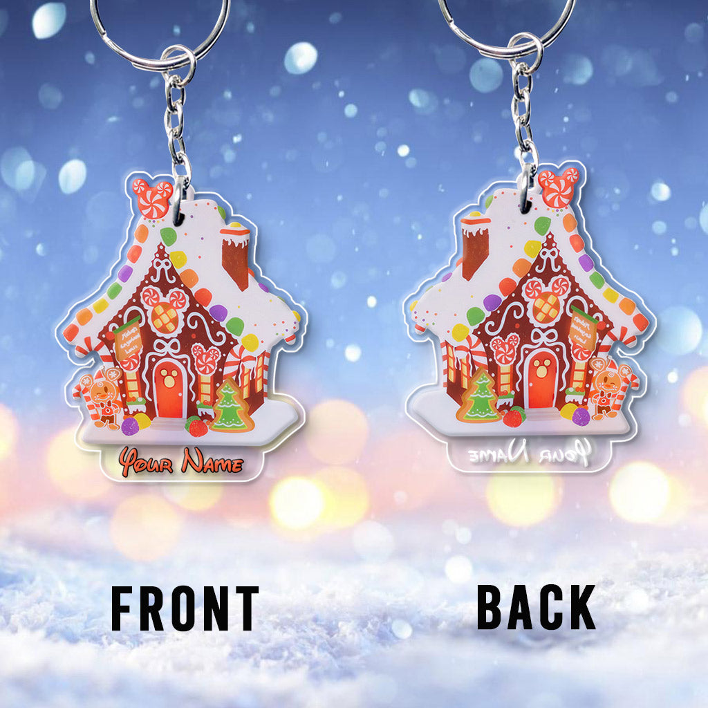 Personalized Gingerbread House Keychain Custom Name Gift Keychain GradoCreations