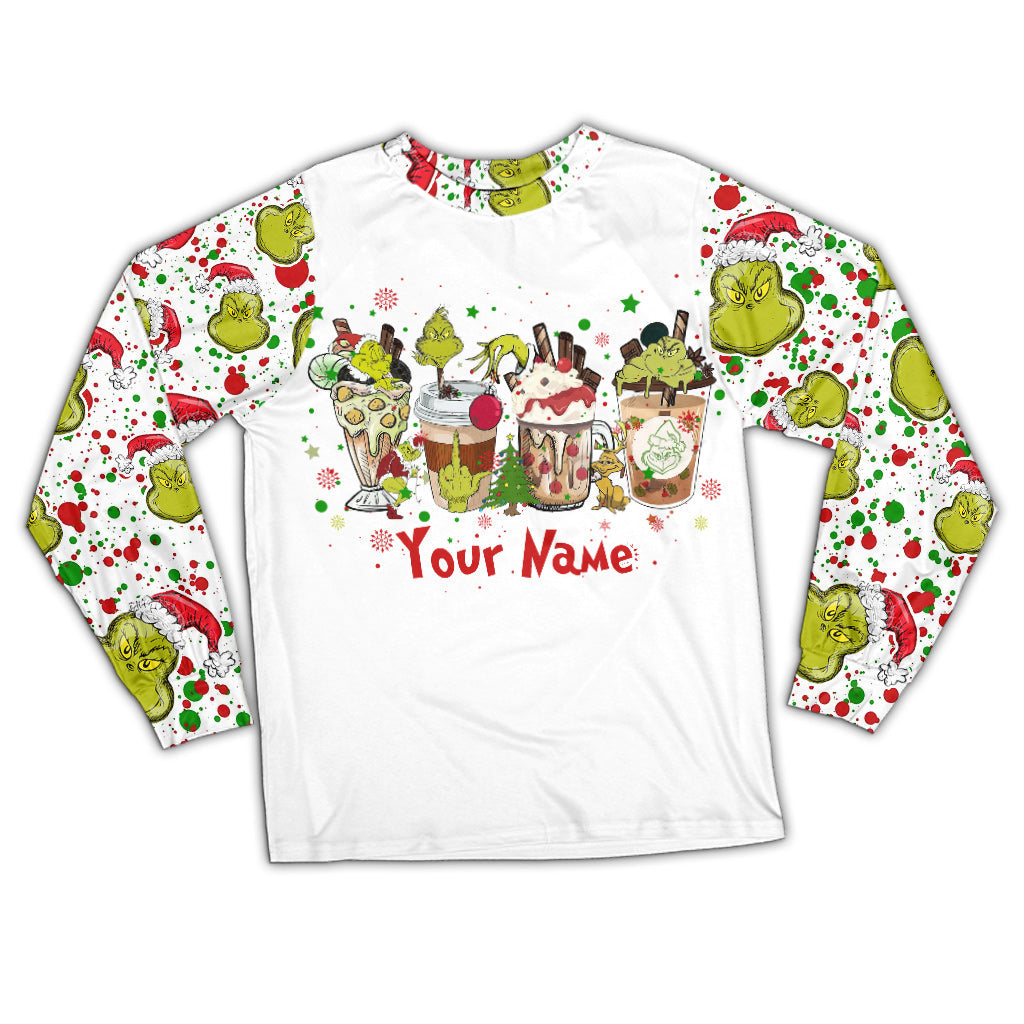 Personalized Christmas Pajamas Set with Grinch Design for Kids and Family Pajamas Set GradoCreations