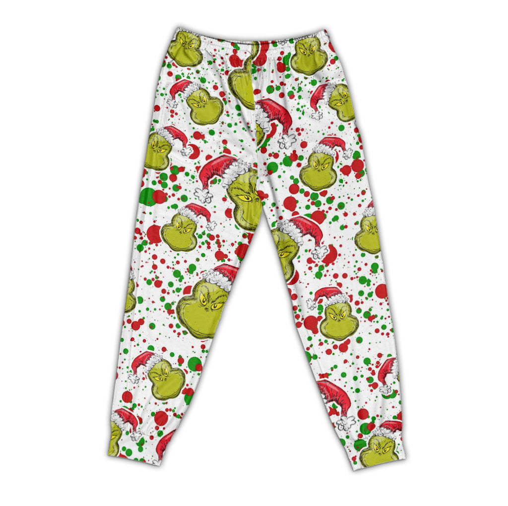 Personalized Christmas Pajamas Set with Grinch Design for Kids and Family Pajamas Set GradoCreations