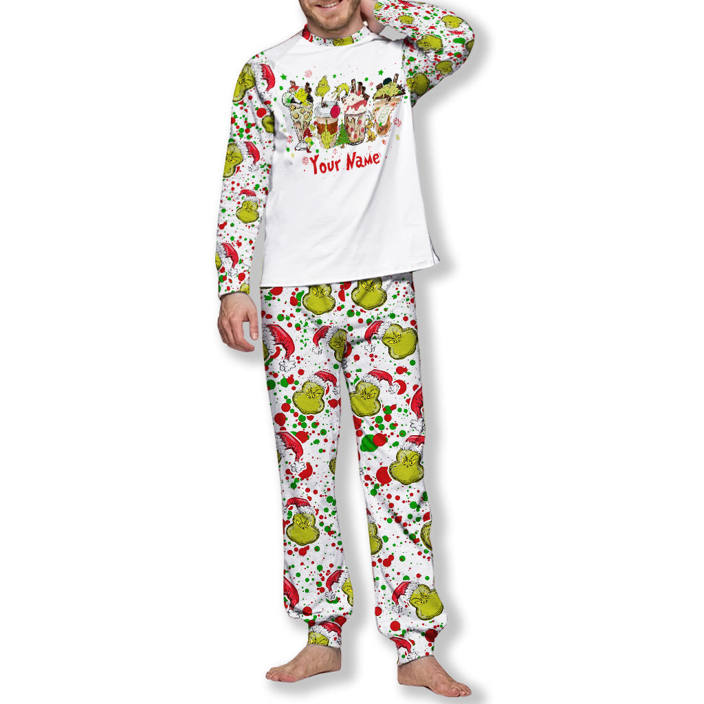 Personalized Christmas Pajamas Set with Grinch Design for Kids and Family Pajamas Set GradoCreations