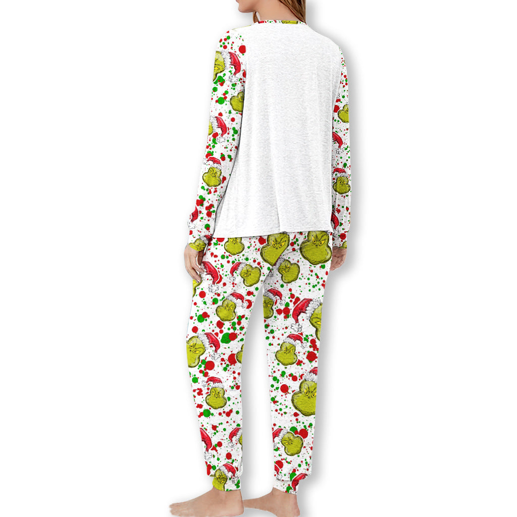 Personalized Christmas Pajamas Set with Grinch Design for Kids and Family Pajamas Set GradoCreations