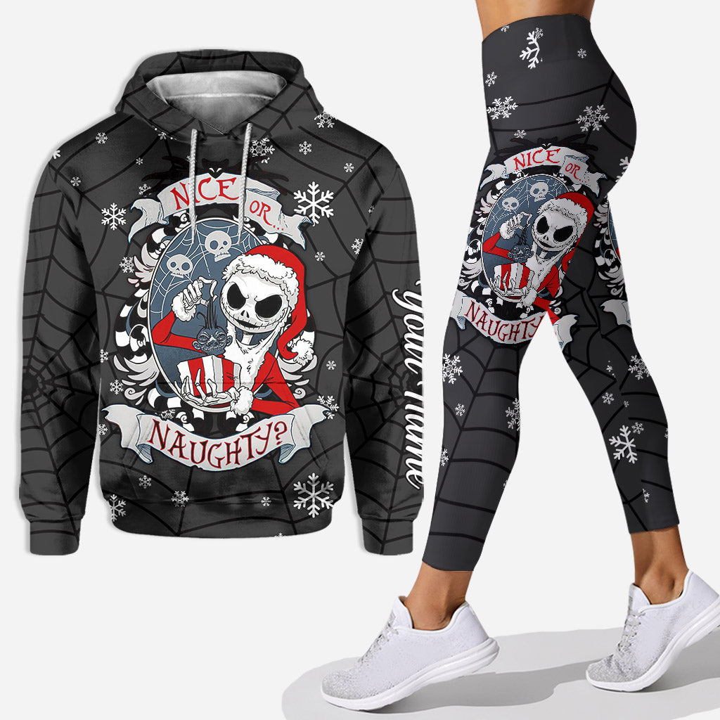 Personalized Nice or Naughty Christmas Hoodie & Leggings Set for Women Hoodie & Leggings GradoCreations