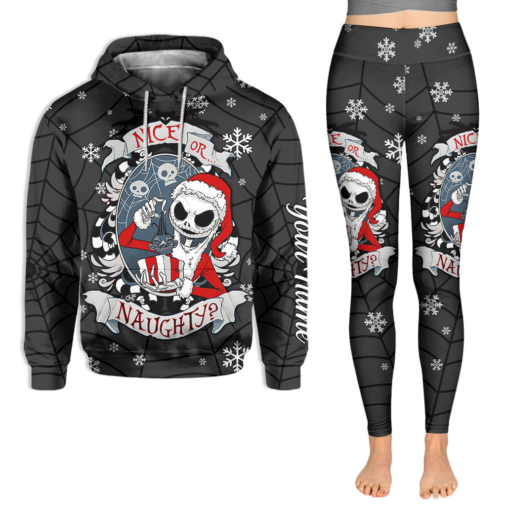 Personalized Nice or Naughty Christmas Hoodie & Leggings Set for Women Hoodie & Leggings GradoCreations