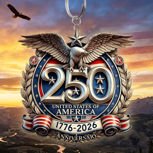 250th Anniversary USA Patriotic Acrylic Keychain Gift GradoCreations
