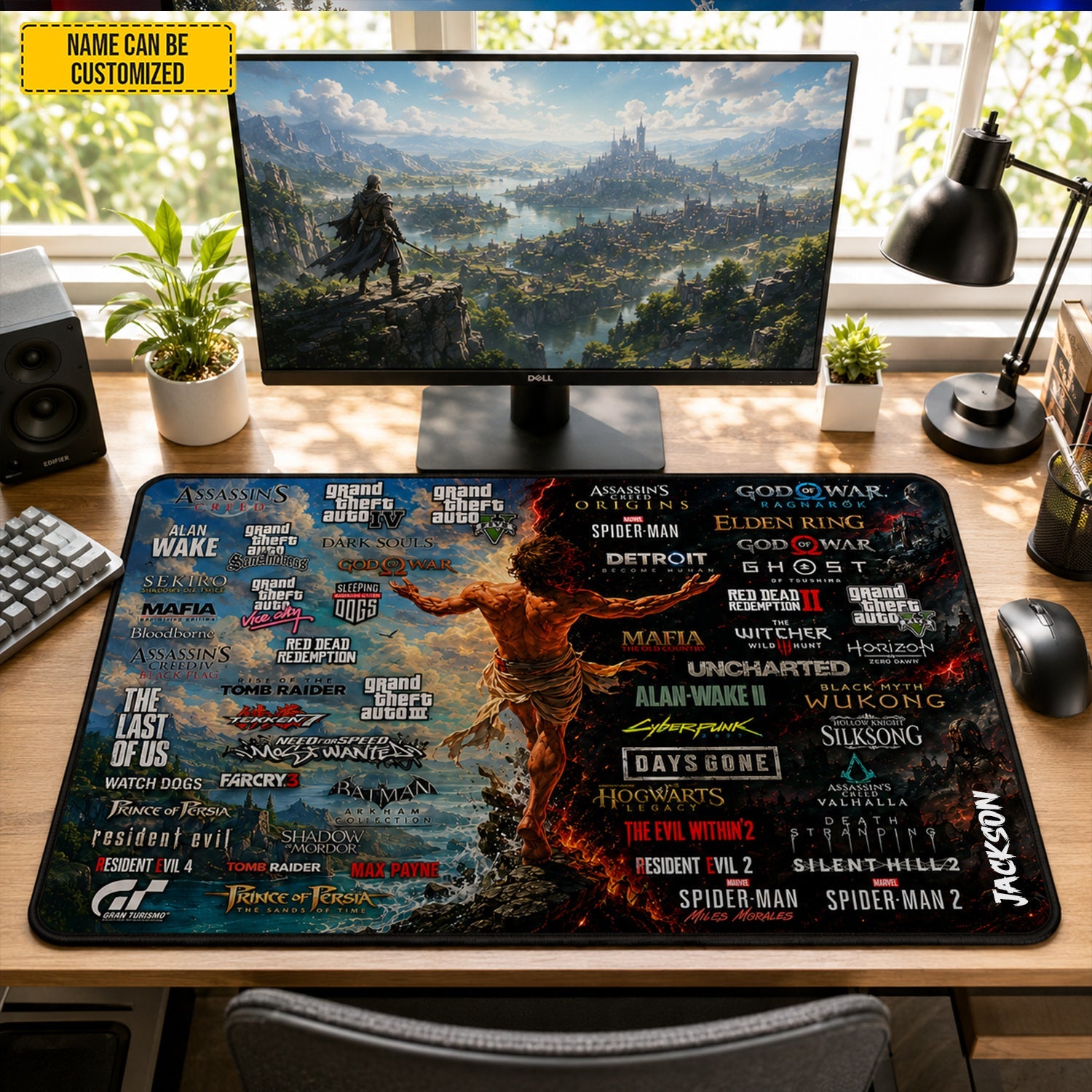 Personalized Gamer Desk Mat Custom Name Gaming Gift for Him GradoCreations