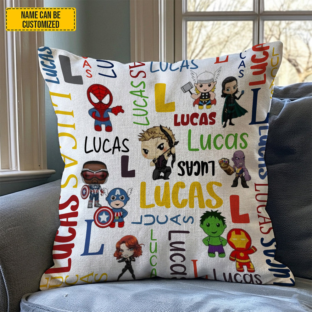 Personalized Super Kid Pillow Custom Name Gift for Kids GradoCreations