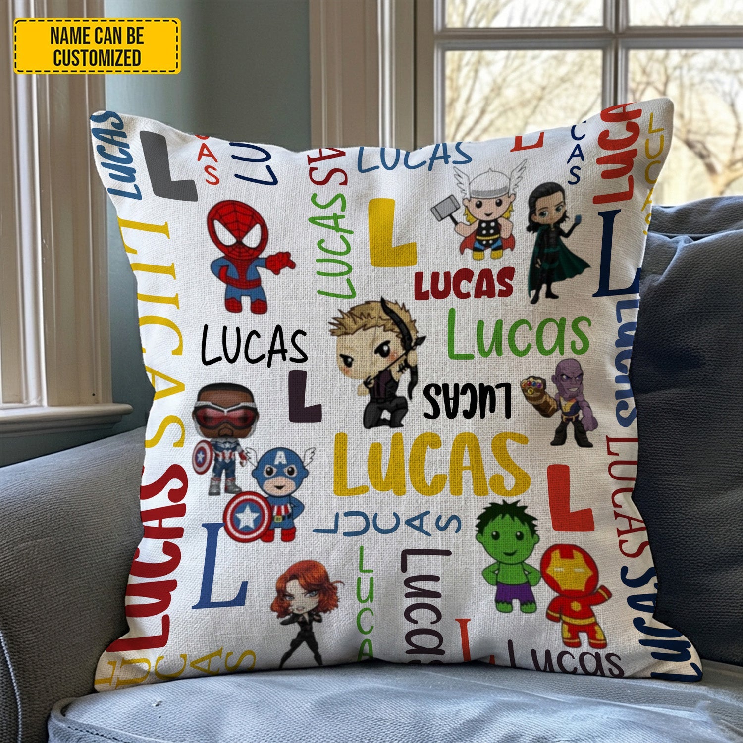 Personalized Super Kid Pillow Custom Name Gift for Kids GradoCreations