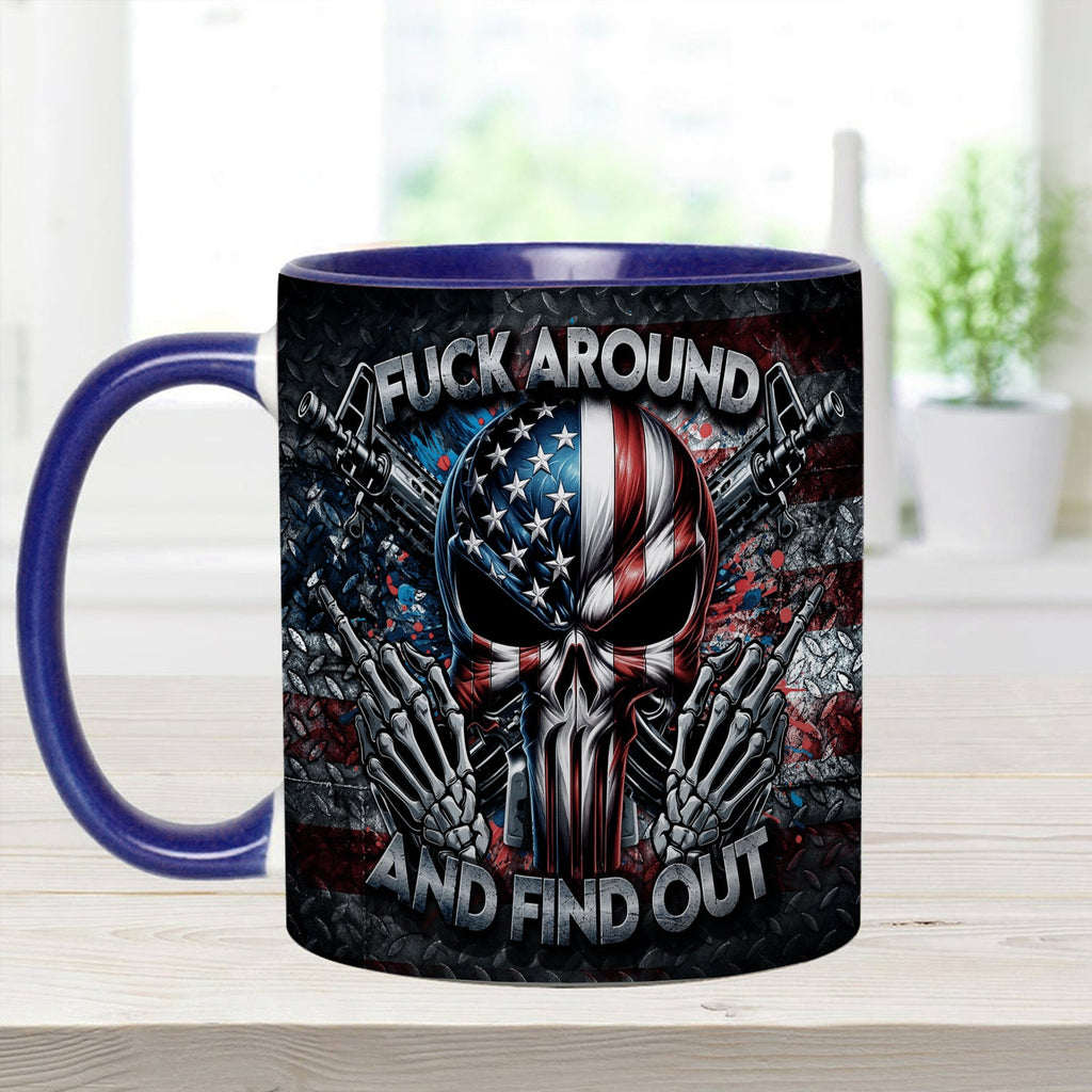 Personalized Ceramic Bold Patriotic Skull Accent Mug Gift GradoCreations