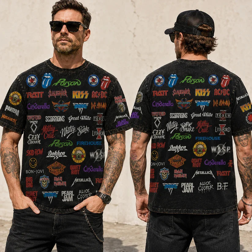 All-Over Print Rock Music T-shirt for Men | Classic Legends Gift T-shirt GradoCreations