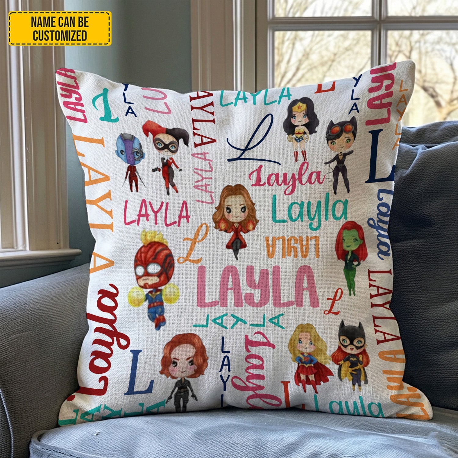 Personalized Kids Pillow Custom Name Hero Design Gift GradoCreations