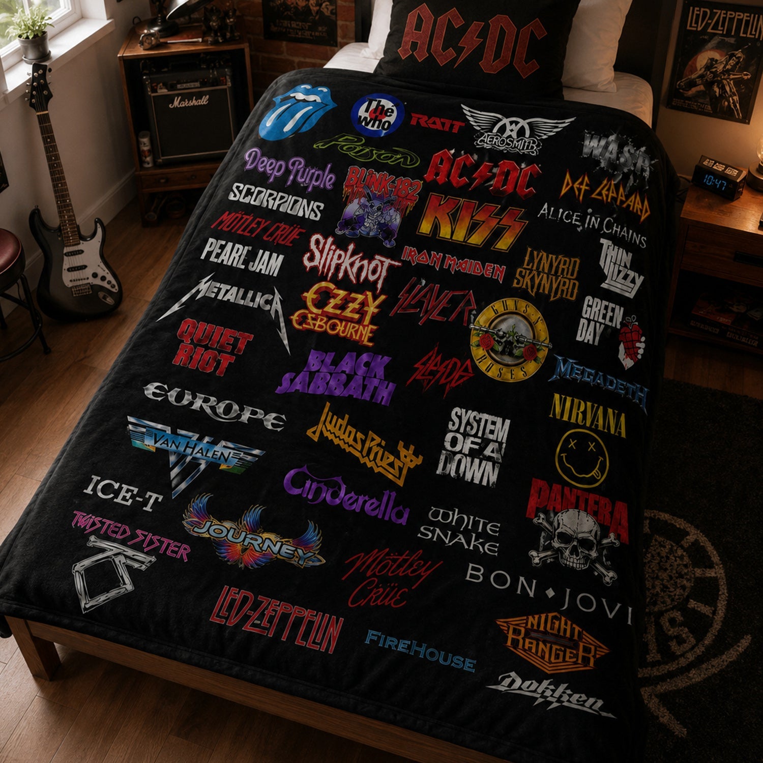 Classic Rock Legends Blanket Soft Flannel Gift for Music Lovers GradoCreations