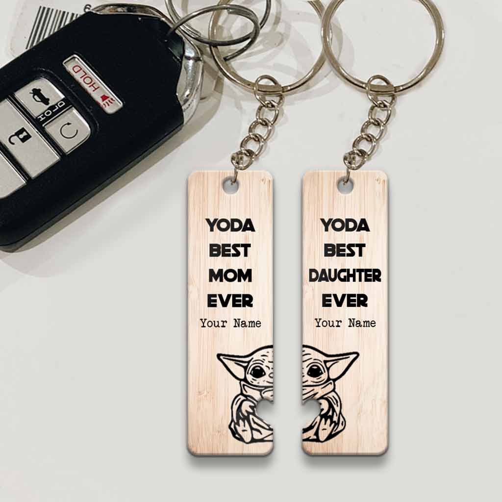 Personalized Yoda Mom and Daughter Keychain Custom Name Gift Keychain GradoCreations