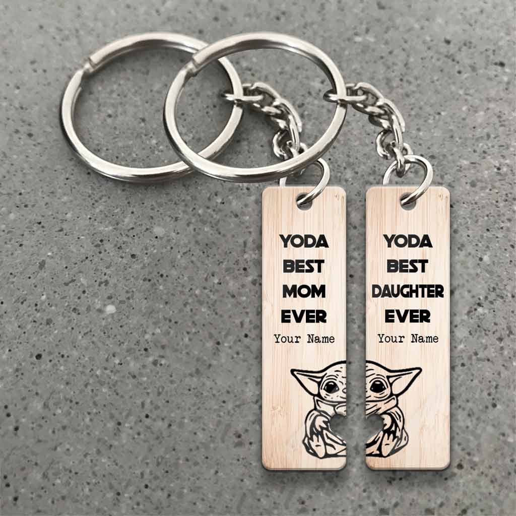Personalized Yoda Mom and Daughter Keychain Custom Name Gift Keychain GradoCreations
