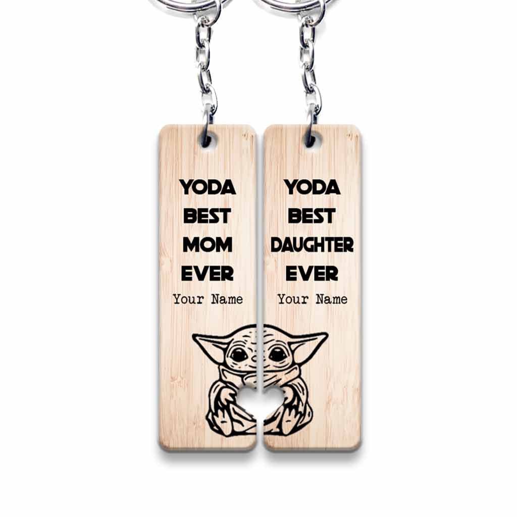 Personalized Yoda Mom and Daughter Keychain Custom Name Gift Keychain GradoCreations