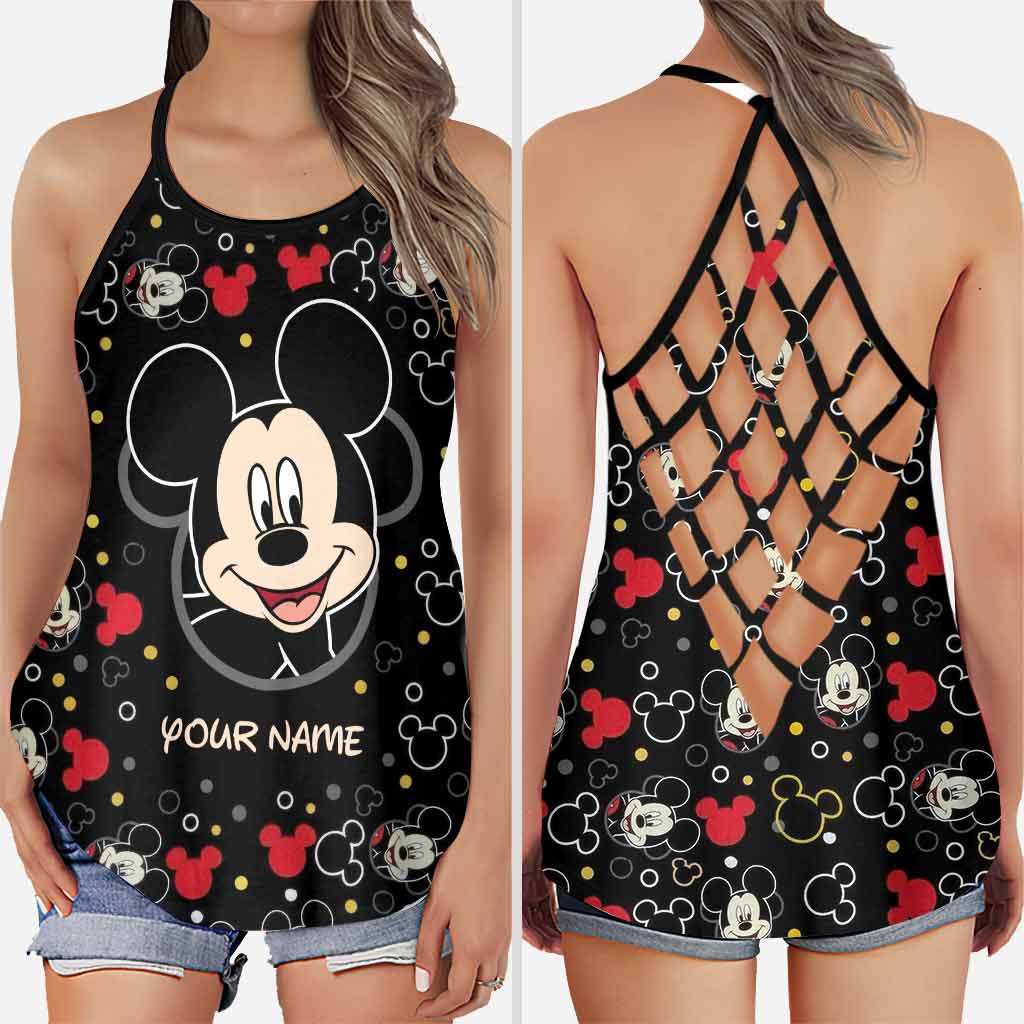 Personalized Mickey Mouse Cross Tank Top Custom Name Summer Gift Cross Tank Top GradoCreations