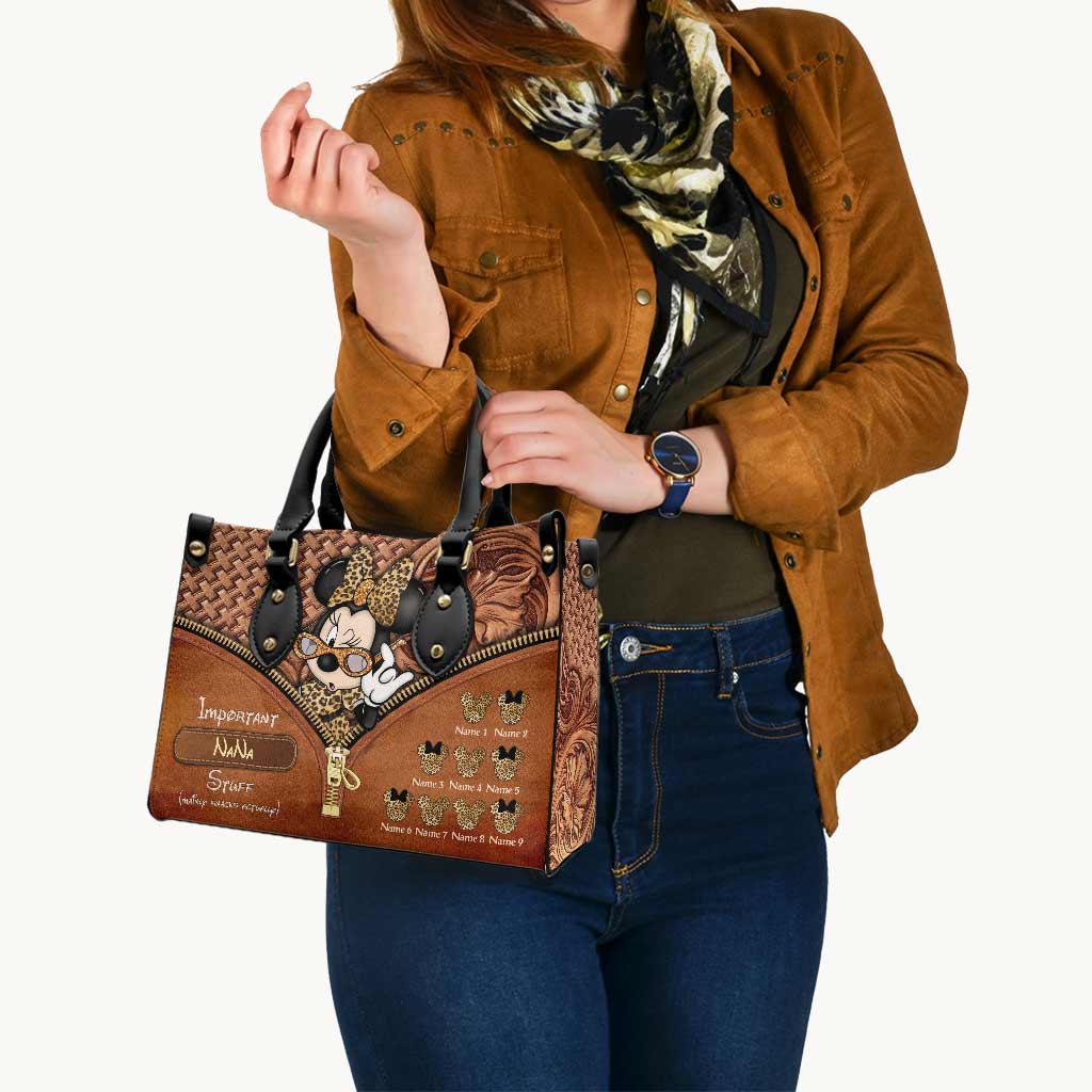 Personalized Leather Handbag for Grandma with Custom Name Leather Handbag GradoCreations