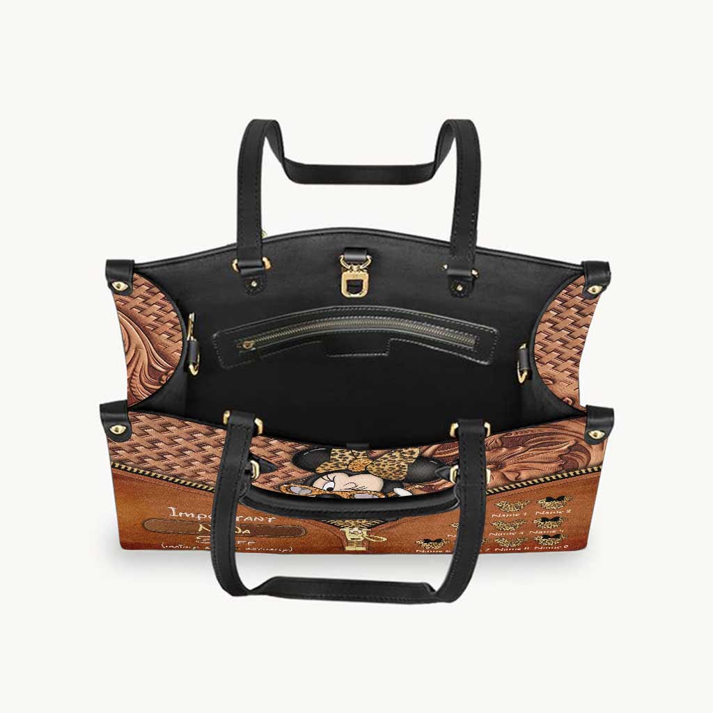 Personalized Leather Handbag for Grandma with Custom Name Leather Handbag GradoCreations
