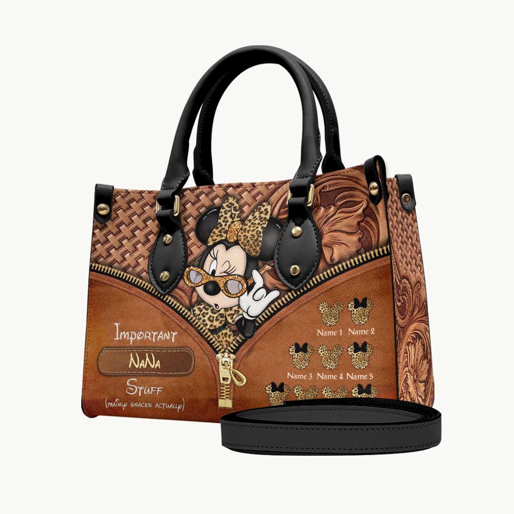 Personalized Leather Handbag for Grandma with Custom Name Leather Handbag GradoCreations