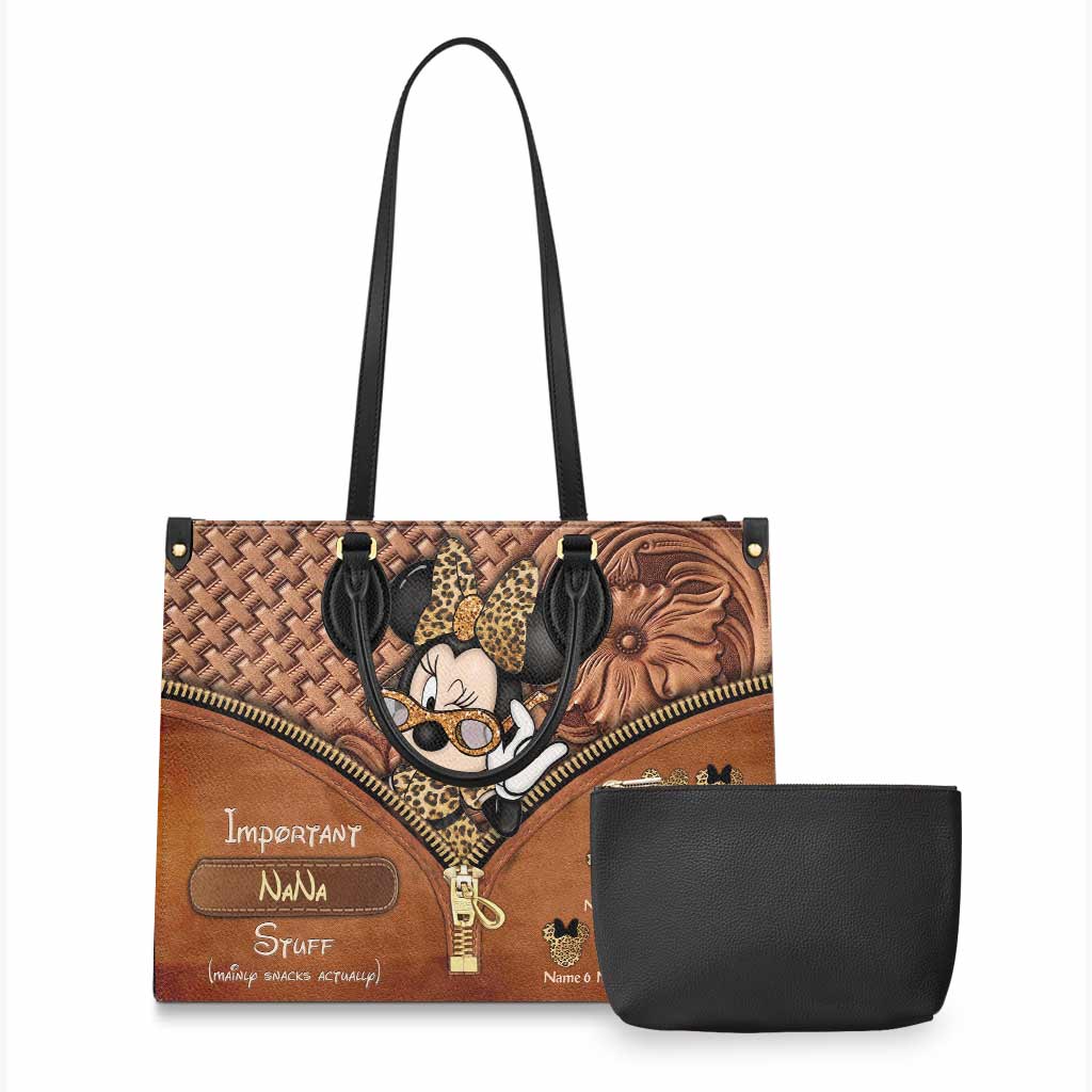 Personalized Leather Handbag for Grandma with Custom Name Leather Handbag GradoCreations