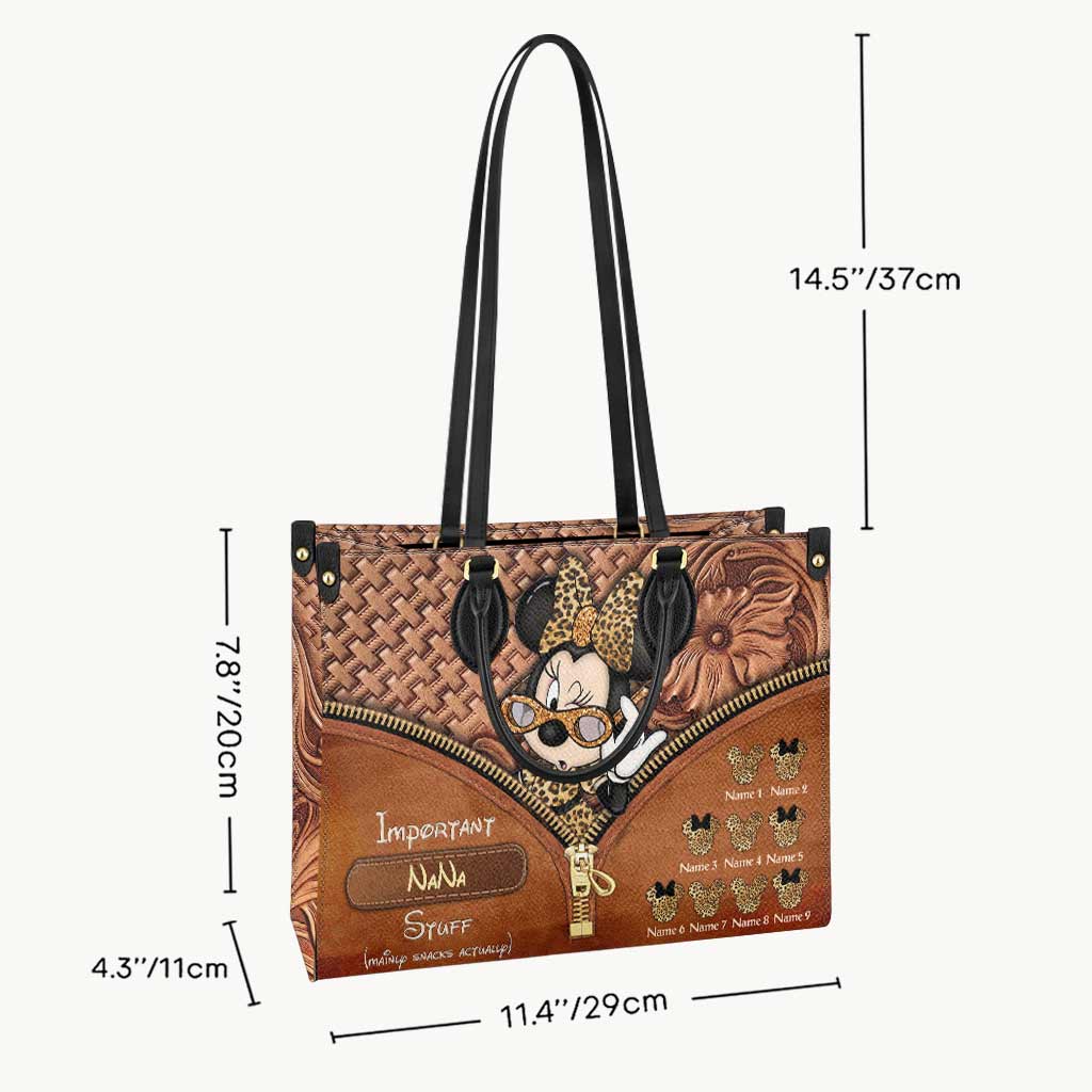 Personalized Leather Handbag for Grandma with Custom Name Leather Handbag GradoCreations