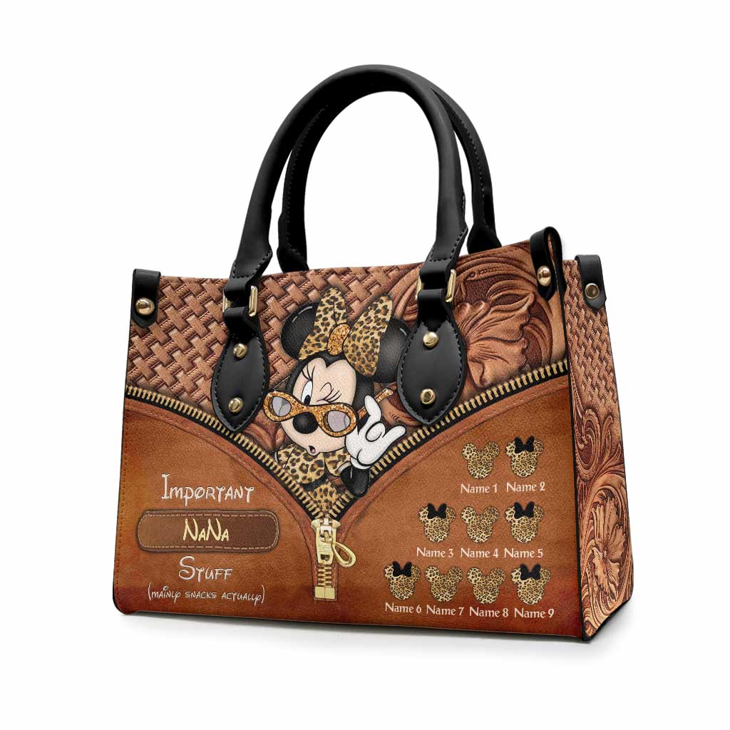 Personalized Leather Handbag for Grandma with Custom Name Leather Handbag GradoCreations