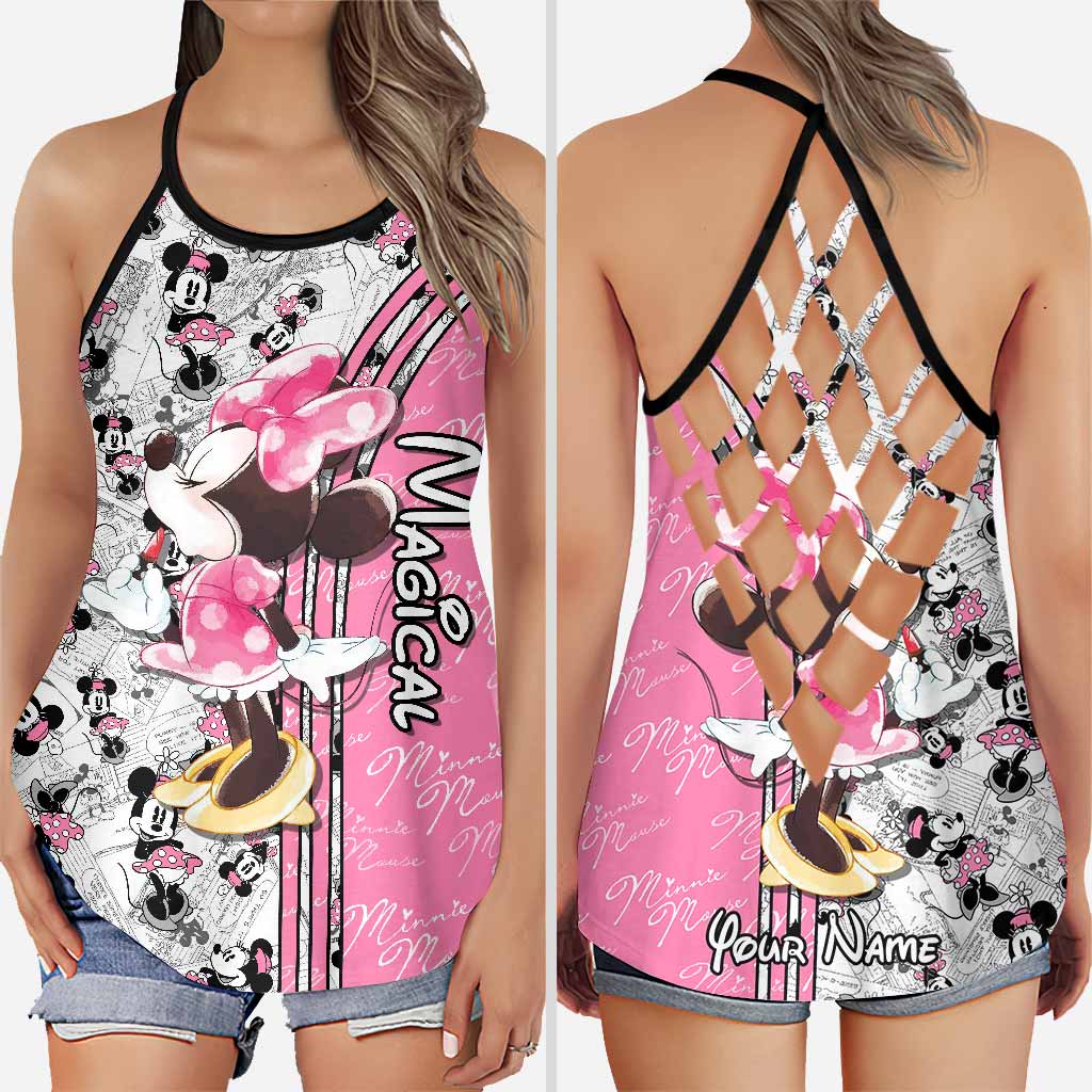 Personalized Cute Pink Mouse Ears Cross Tank Top Gift for Mom Cross Tank Top GradoCreations
