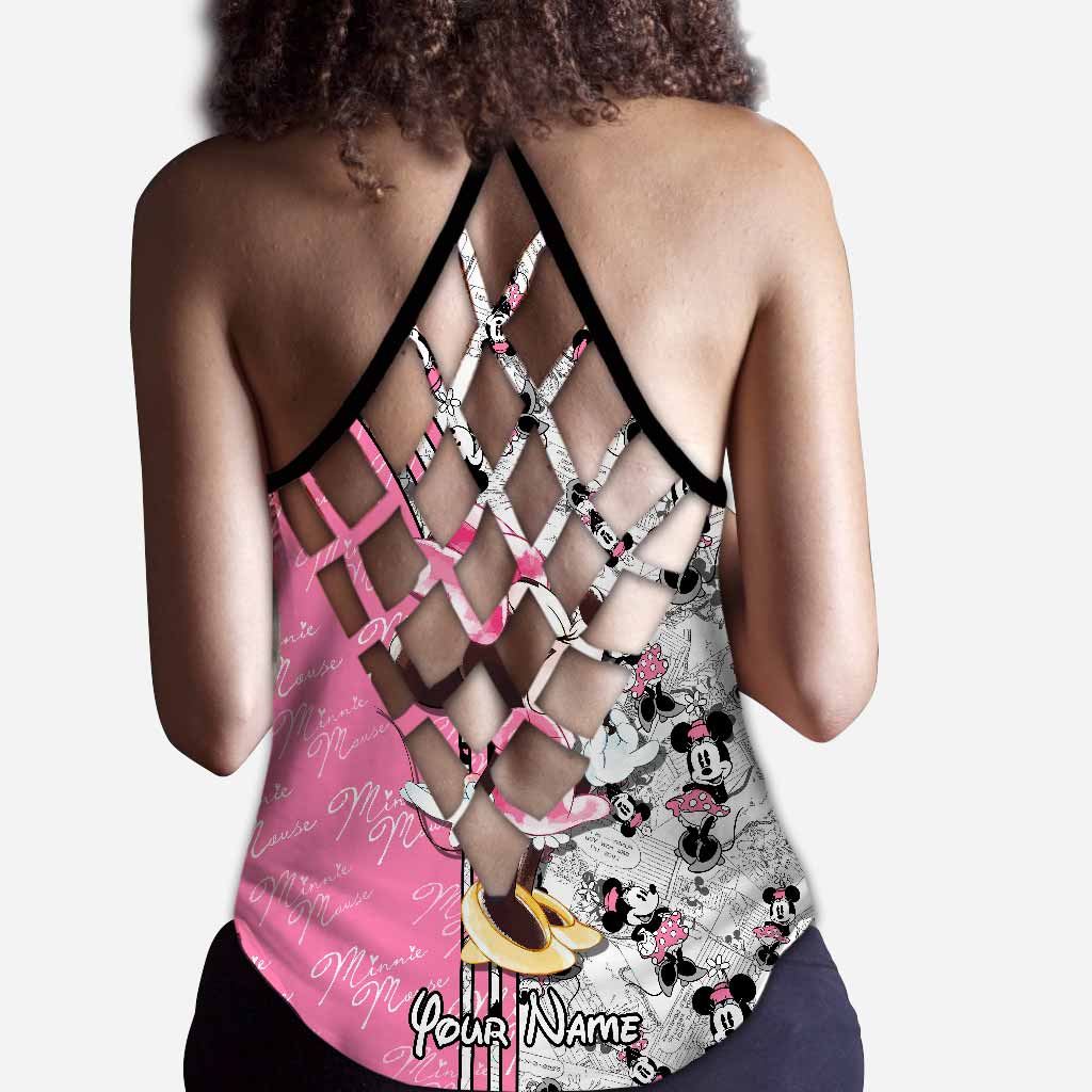 Personalized Cute Pink Mouse Ears Cross Tank Top Gift for Mom Cross Tank Top GradoCreations