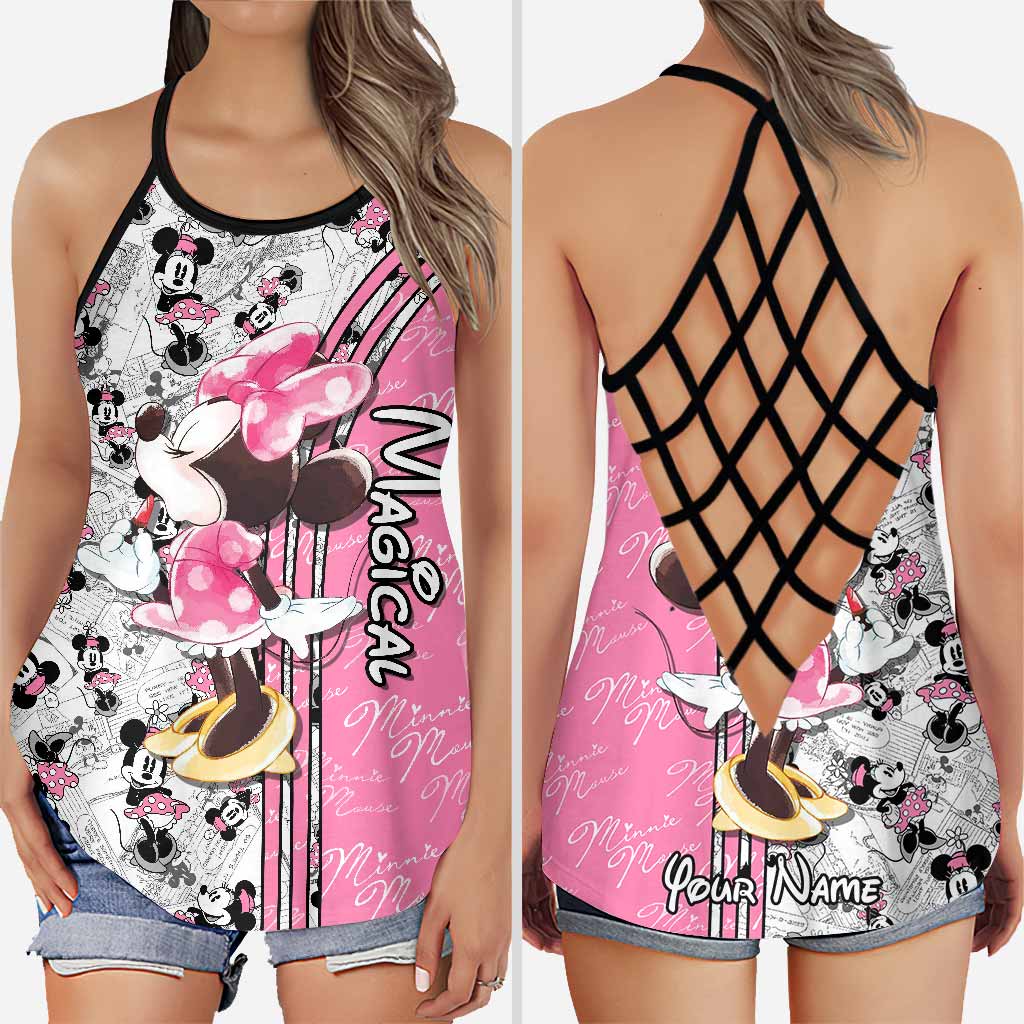 Personalized Cute Pink Mouse Ears Cross Tank Top Gift for Mom Cross Tank Top GradoCreations