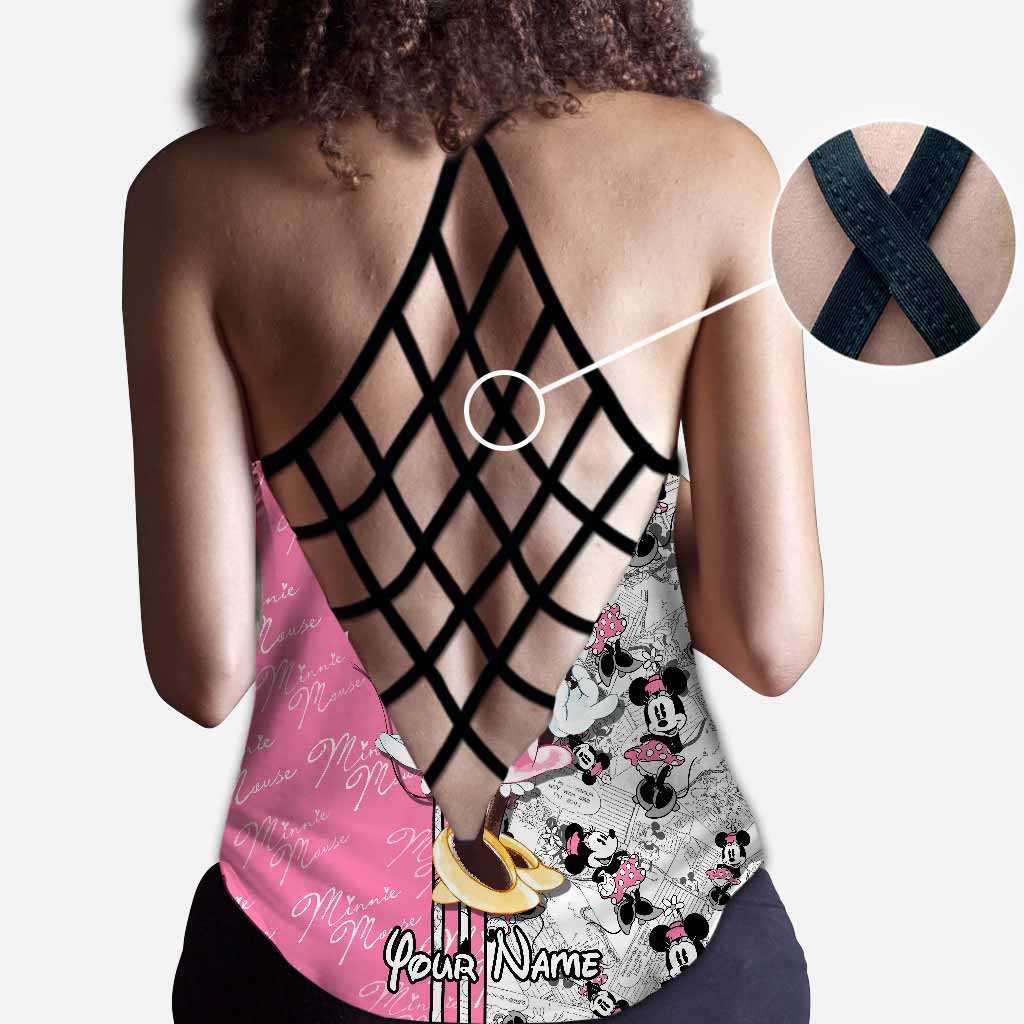 Personalized Cute Pink Mouse Ears Cross Tank Top Gift for Mom Cross Tank Top GradoCreations