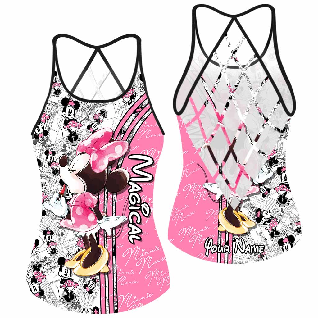 Personalized Cute Pink Mouse Ears Cross Tank Top Gift for Mom Cross Tank Top GradoCreations
