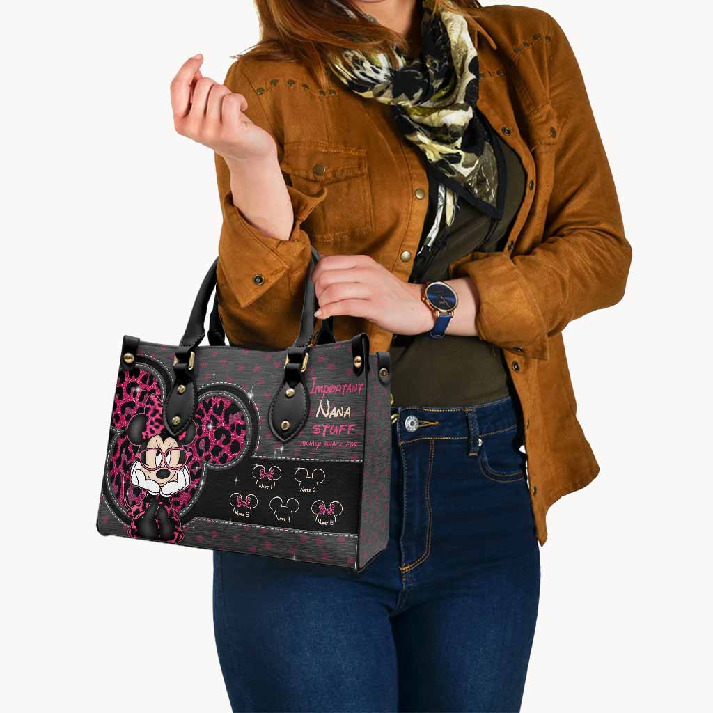 Personalized Leather Handbag for Grandma with Custom Names Leather Handbag GradoCreations