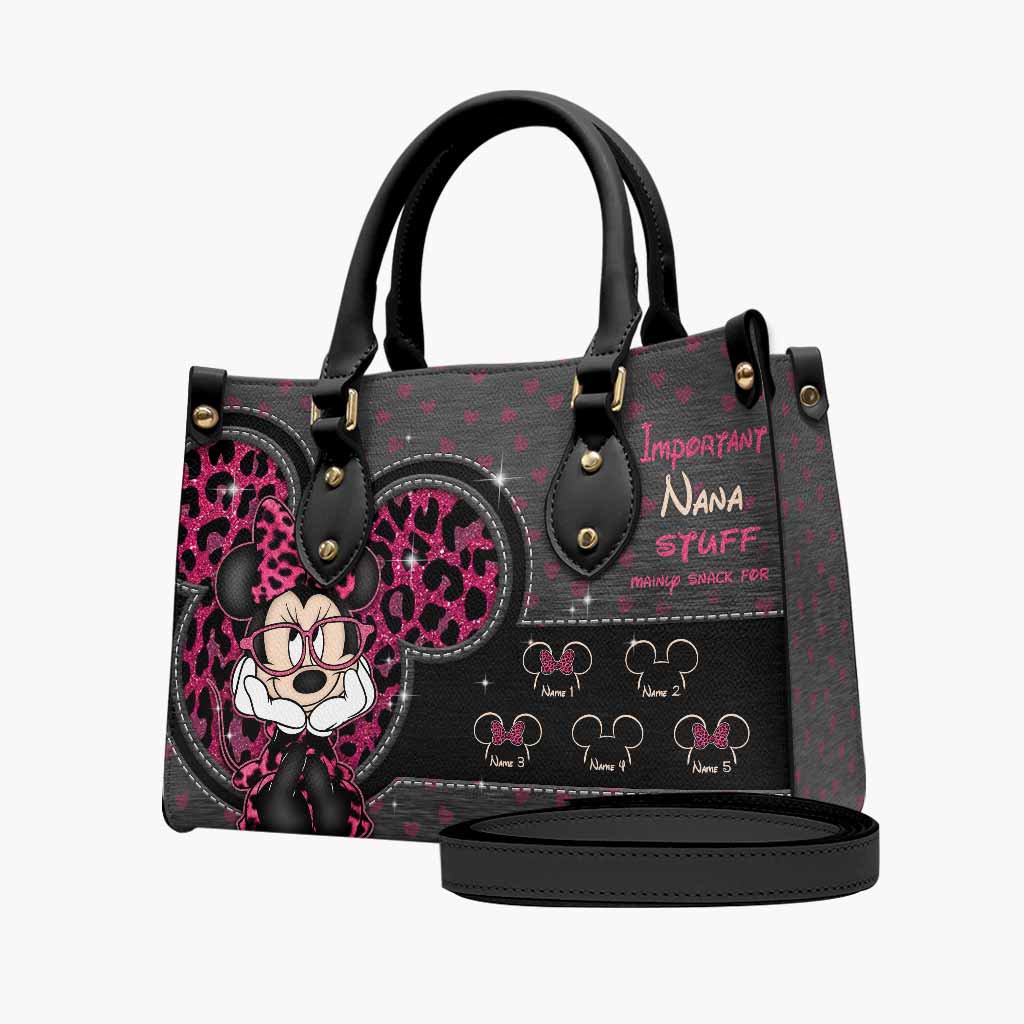 Personalized Leather Handbag for Grandma with Custom Names Leather Handbag GradoCreations