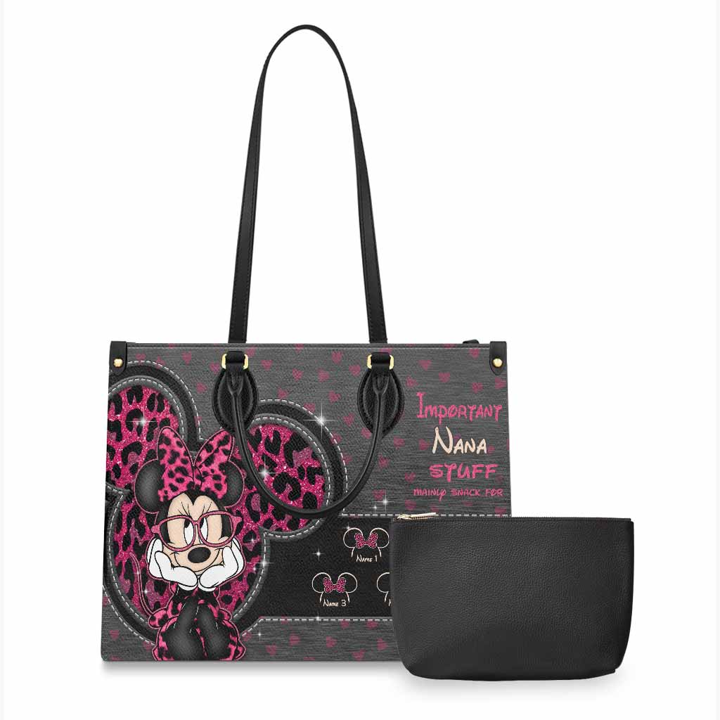 Personalized Leather Handbag for Grandma with Custom Names Leather Handbag GradoCreations