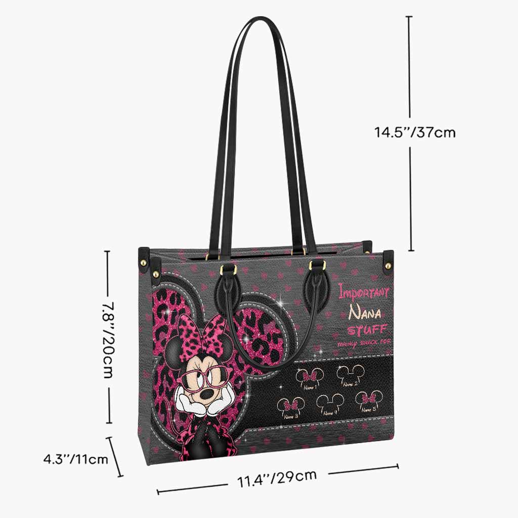 Personalized Leather Handbag for Grandma with Custom Names Leather Handbag GradoCreations