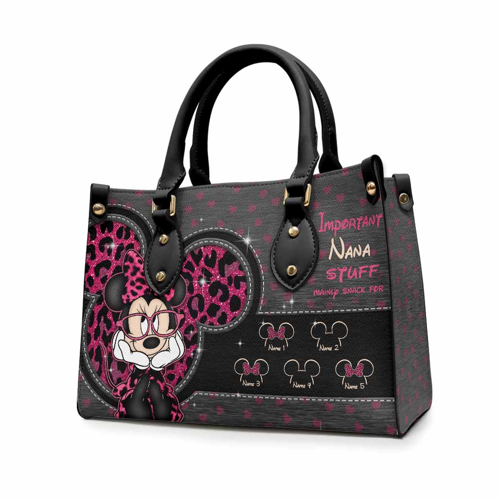 Personalized Leather Handbag for Grandma with Custom Names Leather Handbag GradoCreations