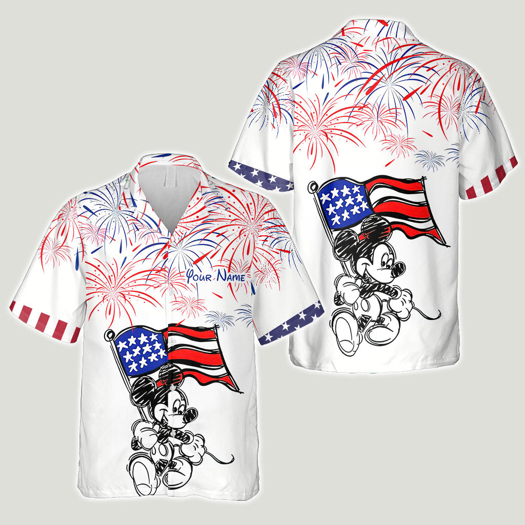 Personalized Independence Day Hawaiian Shirt Custom Name Patriotic Gift Hawaiian Shirt GradoCreations