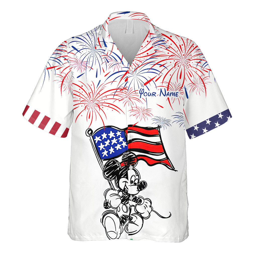 Personalized Independence Day Hawaiian Shirt Custom Name Patriotic Gift Hawaiian Shirt GradoCreations