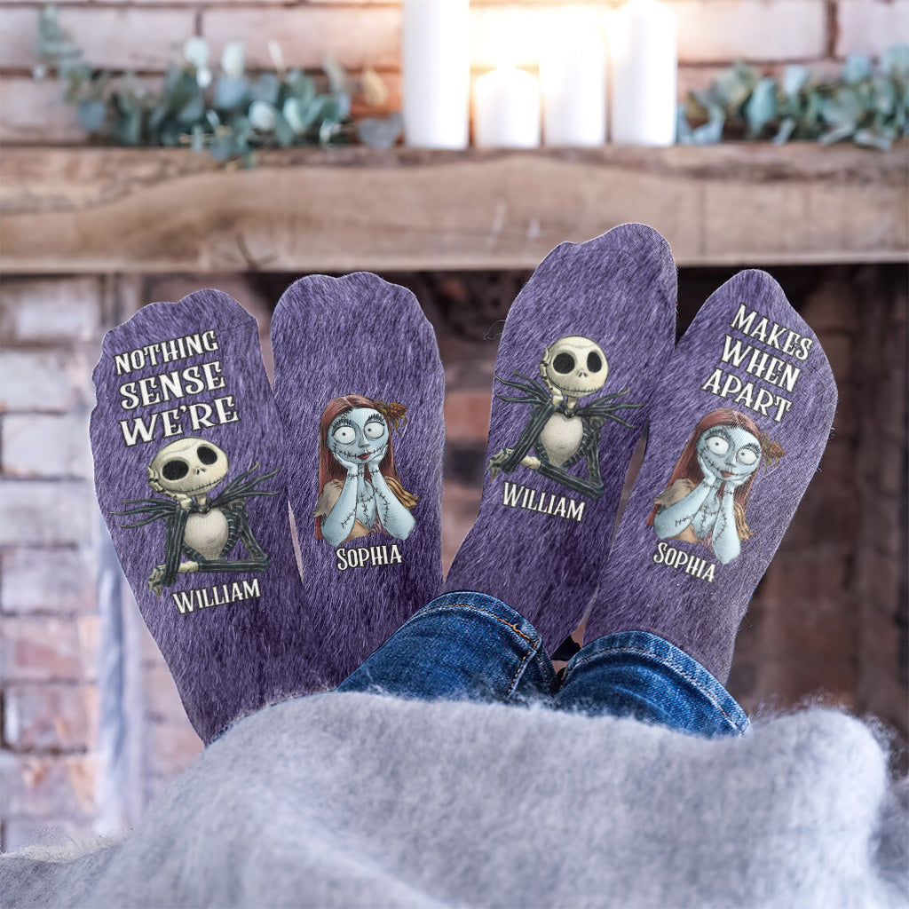 Personalized Nightmare Socks Custom Name Gift for Couples Socks GradoCreations