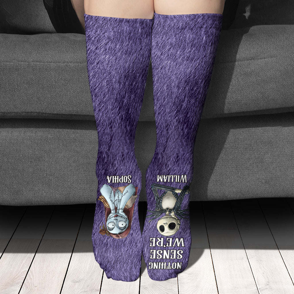Personalized Nightmare Socks Custom Name Gift for Couples Socks GradoCreations