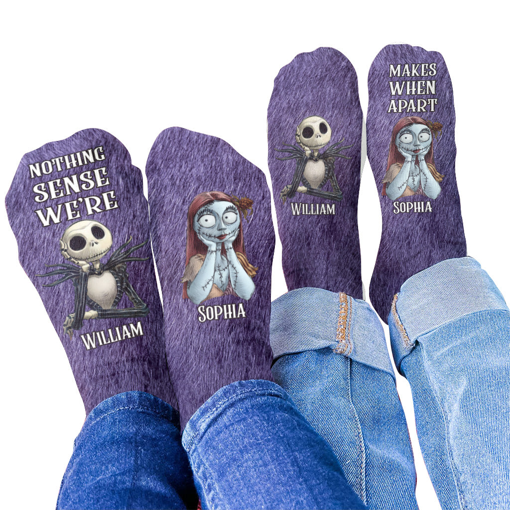 Personalized Nightmare Socks Custom Name Gift for Couples Socks GradoCreations