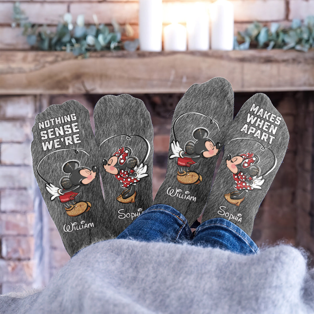 Personalized Couple Mouse Socks Custom Names Gift for Him/Her Socks GradoCreations