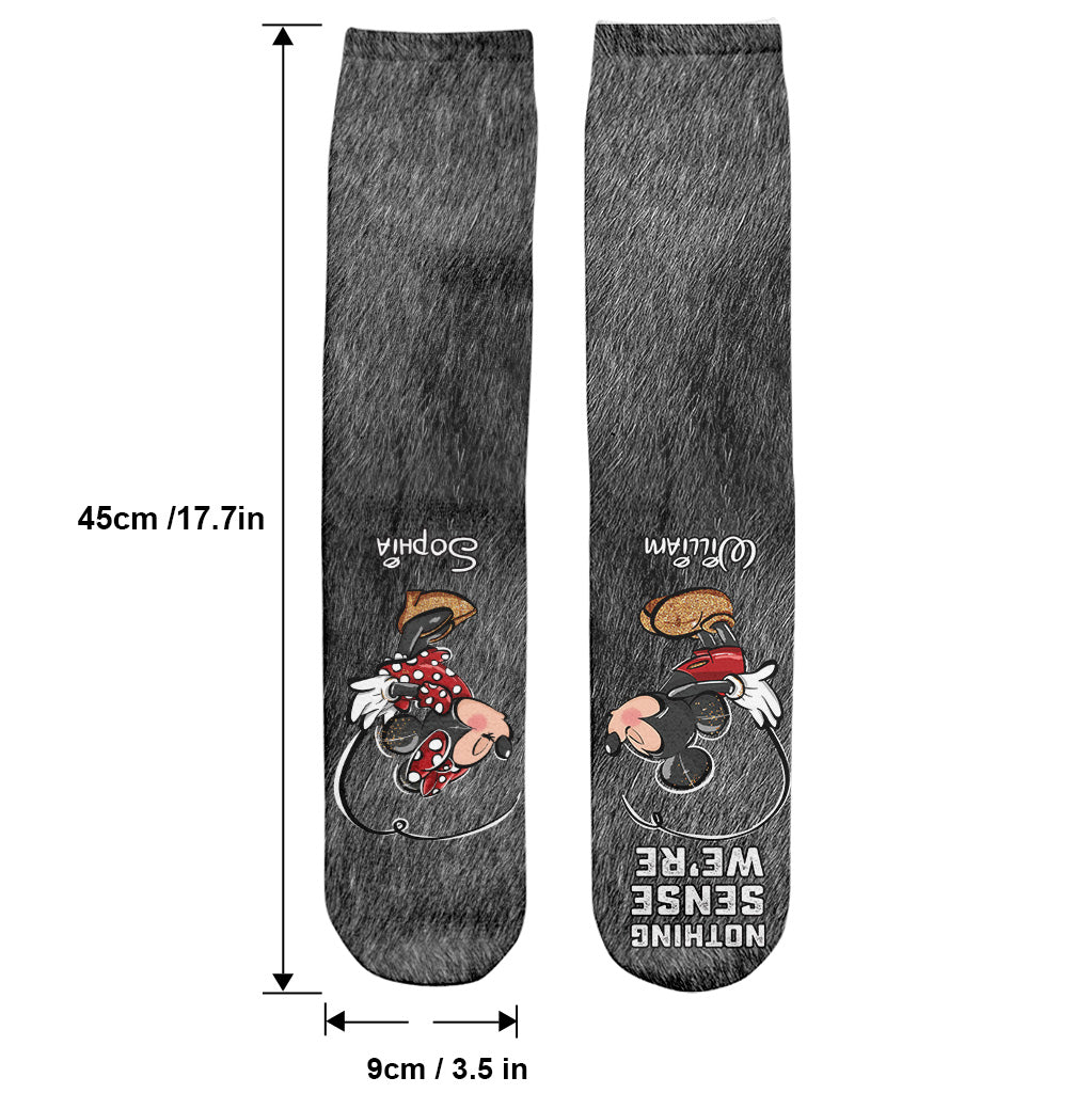Personalized Couple Mouse Socks Custom Names Gift for Him/Her Socks GradoCreations