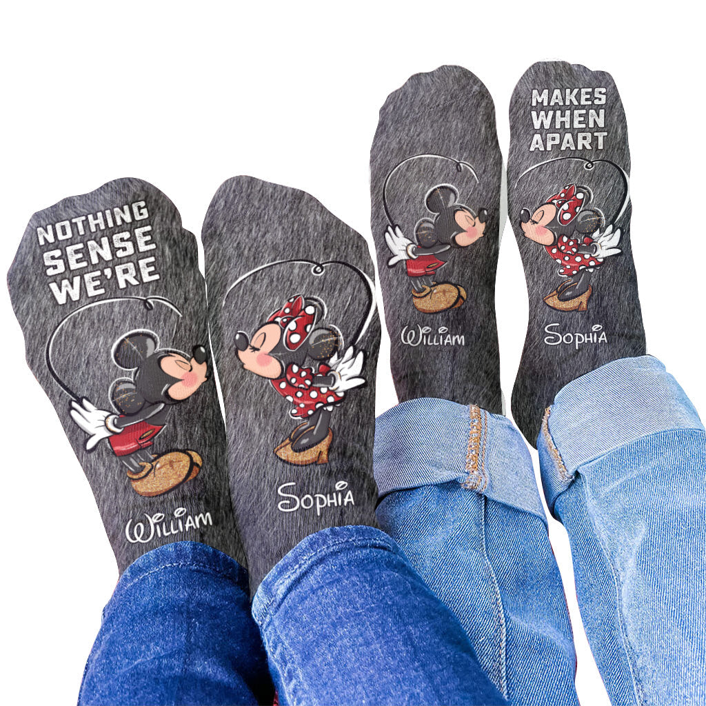 Personalized Couple Mouse Socks Custom Names Gift for Him/Her Socks GradoCreations