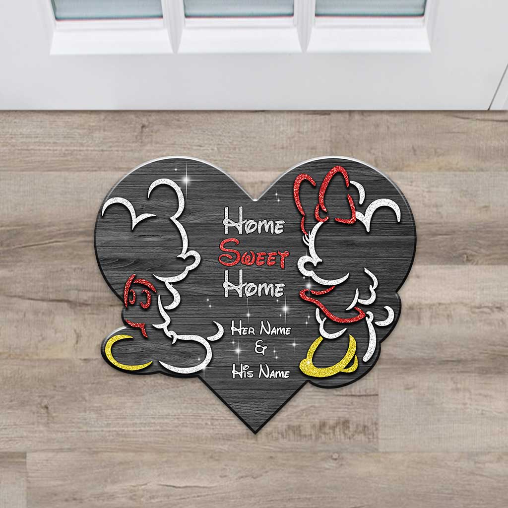 Personalized Mouse-Shaped Doormat for Couples - Home Sweet Home Gift Shaped Doormat GradoCreations